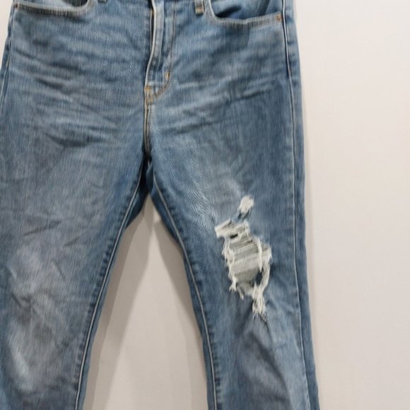 Levi's 724 High Rise Straight Jeans Indigk Pixel Medium Wash Distressed Size 28 - Picture 4 of 8